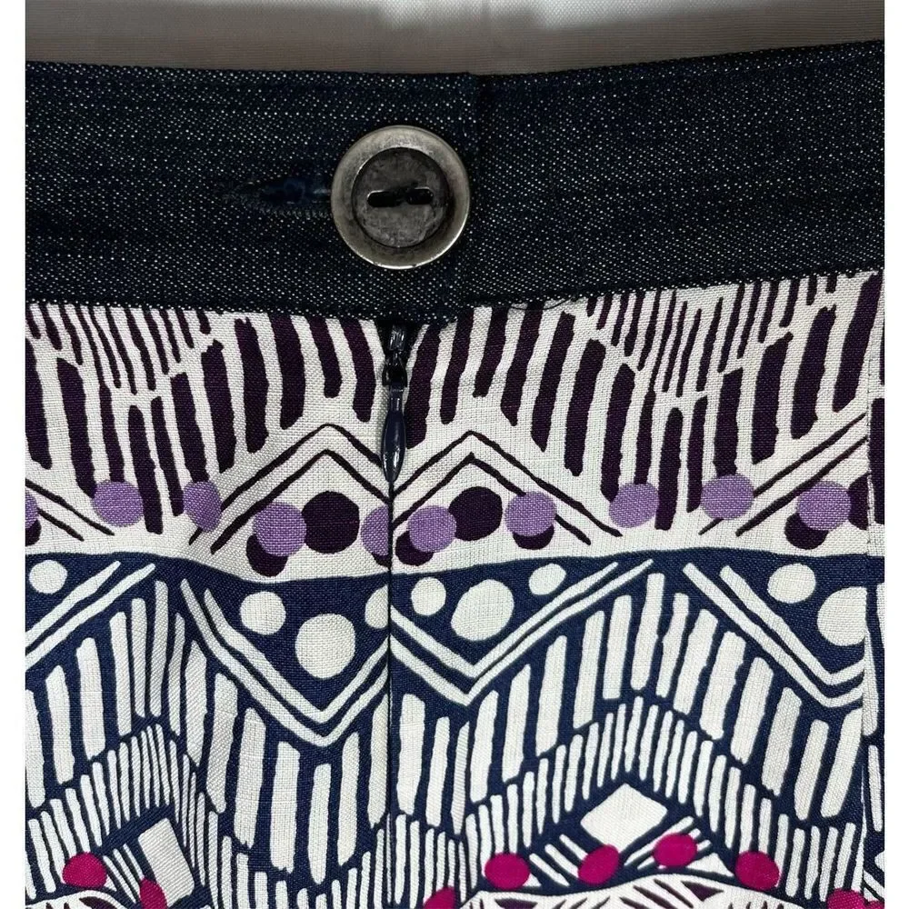 Nanette Lepore silk blend denim multi print skirt